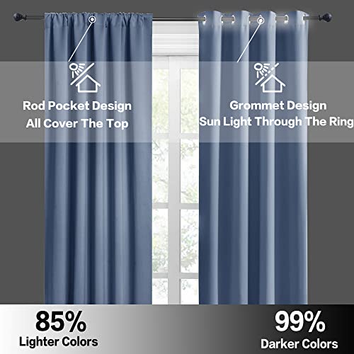 Cafe Blackout Curtains 30 inch Length (Stone Blue / 29"W x 30"L (Pack of 2))