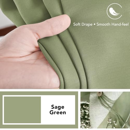 Blackout Curtains for Bedroom (Sage / 70"W x 63"L (Pack of 2))