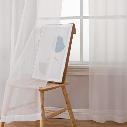 Ivory Sheer Curtains 108 Inch Long 2 Panels Set (Ivory / 42"W x 108"L (Pack of 2))