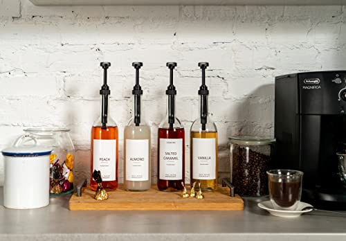 25.4 oz 750 ml Glass Coffee Syrup Dispenser for Coffee Bar (Set of 4)