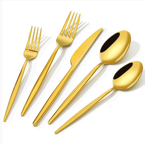 18 10 Silverware Set for 12 (Gold / 60-Piece)