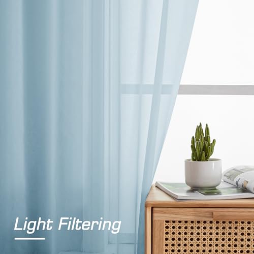 Light Blue Sheer Curtains 84 inches Long for Bedroom Living Room 2 Panels Set (Sky Blue / 42"W x 84"L (Pack of 2))