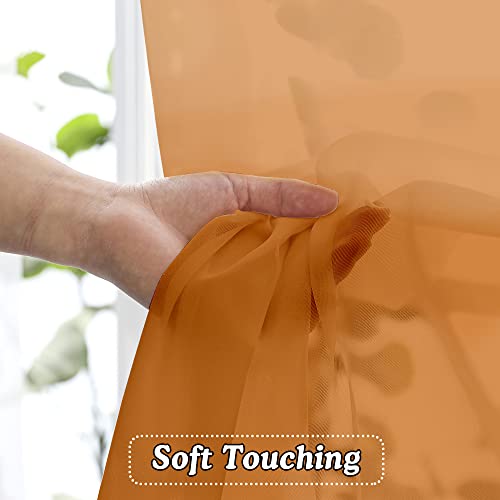 Orange Sheer Curtains 45 Inches Long 2 Panels (Orange / 42"W x 45"L (Pack of 2))