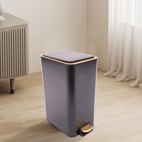 Bathroom Trash Can with Lid (Black)