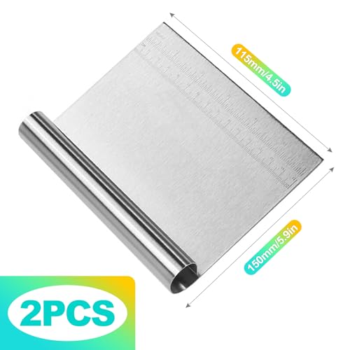 2 Pack Stainless Steel Dough Cutter & Pastry Scraper