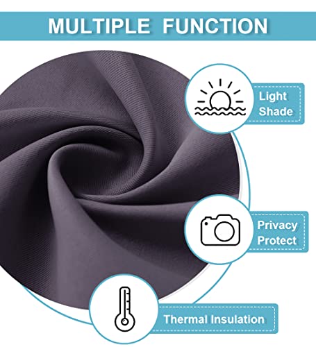 54 inch Blackout Curtains for Living Room Bedroom (Greyish Purple / 42"W x 54"L (Pack of 2))