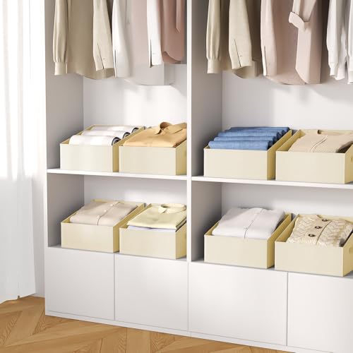 Closet Storage Bins 8 Pack (Beige / 8 Bins 11.4"x11.4"x7.8")