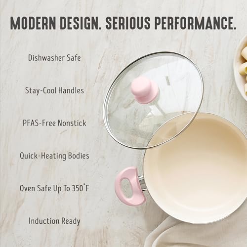 5QT Ceramic Nonstick Stockpot with Lid (5 Quarts / Blush Pink)