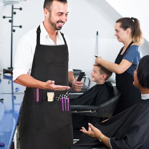 Hair Stylist Apron with 4 Pockets (Black Hair Styling Apron)