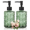 Green Glass Soap Dispenser with Pump (Diamond Green)