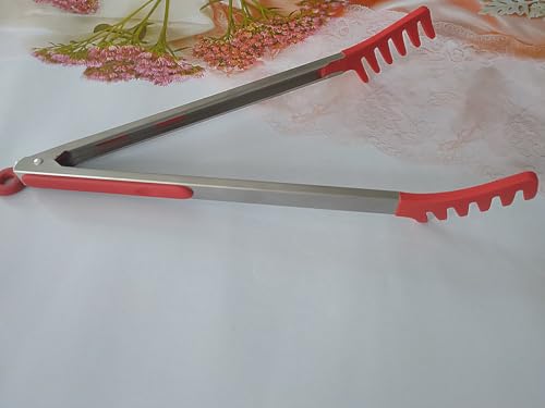 Large 16" Red Stainless Steel Pasta Tong with Silicone Tips