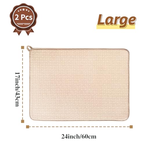 2 Pack XXL Large Microfiber Dish Drying Mat