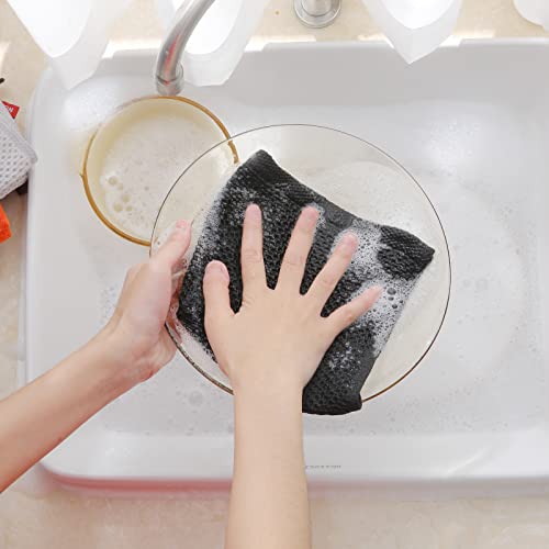 100% Cotton Waffle Weave Kitchen Dish Cloths 8 (Black / 12 X 12 - 8 Pack)