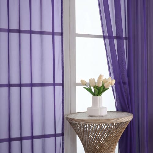 Purple Sheer Curtains 72 Inches Long 2 Panels Set (Purple / 59"W x 72"L (Pack of 2))