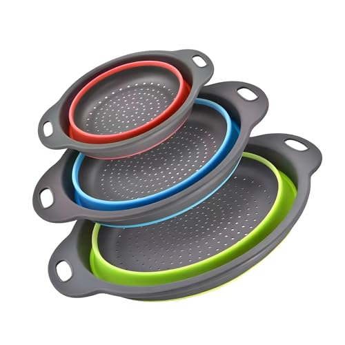 Collapsible Colander Set (Blue, Green, Red)