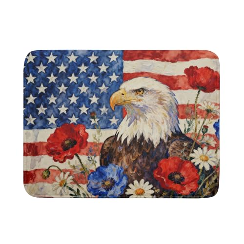 4th of July American Flag Eagle Dish Drying Mat for Kitchen Counter 18x24 Patriotic Floral Memorial Day Absorbent Reversible Microfiber Drying Mats Kitchen Countertop Protector Dishes Drainer Pad (18" x 24")