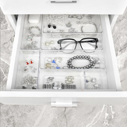 65 Pcs Clear Plastic Drawer Organizer (Clear / 65Pack(0-0-5-10-22-28))