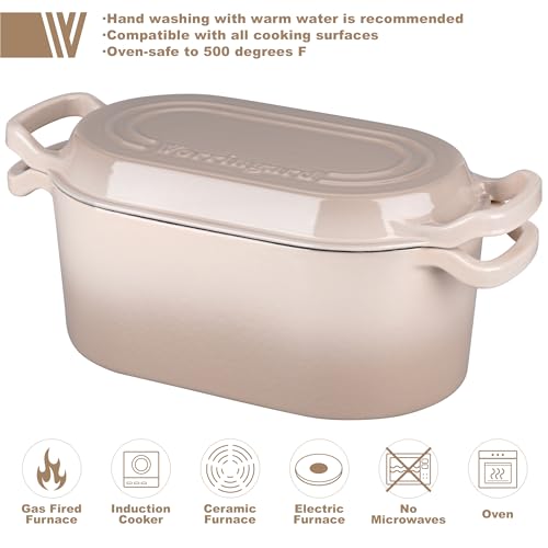 Oval Dutch Oven Pot with Lid (Latte)