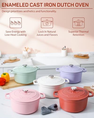 Enameled Cast Iron Dutch Oven Pot (Red / 6 QT)
