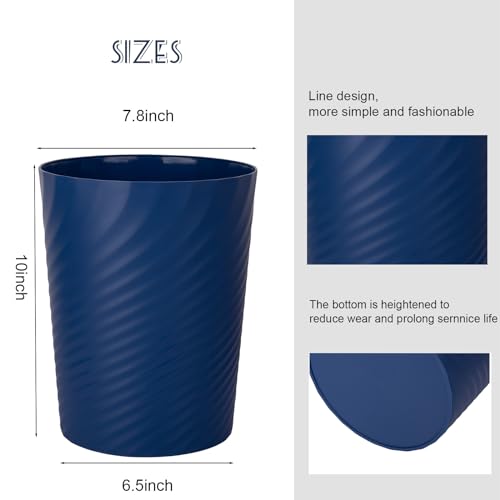 Plastic Small Bathroom Trash Can Wastebasket Garbage Can (Navy Blue / 1.8 Gallon/1 Pack)