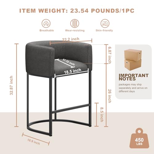 26" H Counter Height Bar Stools Set of 1 (Carbon Black / Set of 1)