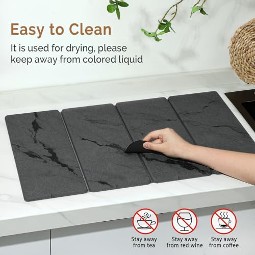 Large Stone Dish Drying Mat for Kitchen Counter (Dark gray 2 / 24" x 16")