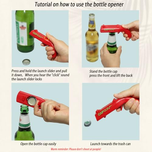 4PCs Cap Gun Bottle Opener (Black-Red-Blue-Grey)