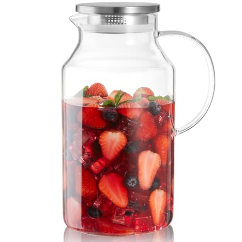 1 Gallon Glass Pitcher with Lid and Handle (128OZ-1 PACK / Clear)