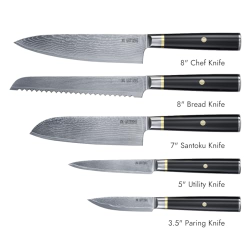 Magnetic Kitchen Knife Block Set (Black/Gold / 6-Piece)
