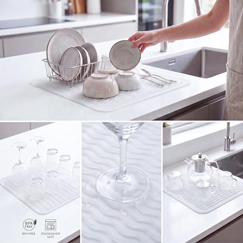 Silicone Dish Drying Mat for Multiple Usage (Translucent / 12"L x 12"W)