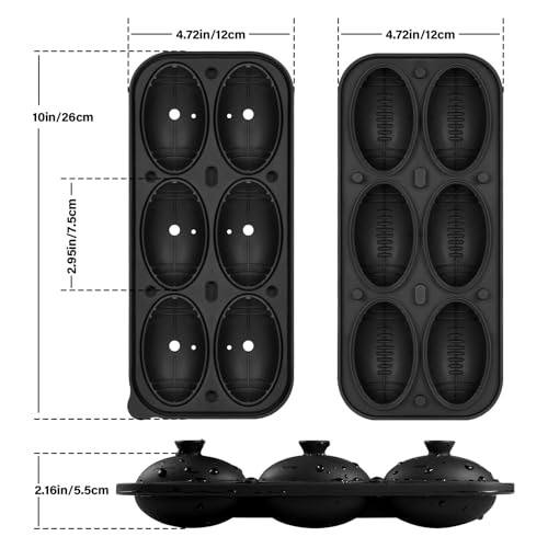 Silicone Large Ice Cube Tray (Black / 6 Pack Large Ice Cubes)