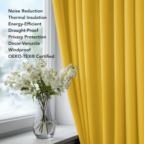 Blackout Curtains for Bedroom (Mellow Yellow / 42"W x 84"L (Pack of 2))