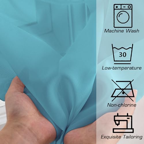 Turquoise Sheer Curtains 72 Inches Long 2 Panels for Living Room (Turquoise / 42"W x 72"L (Pack of 2))