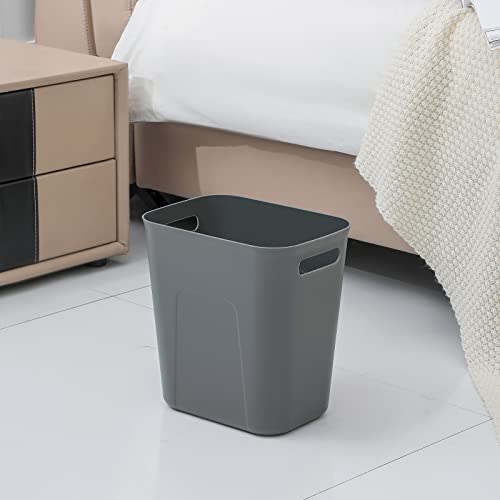 Plastic Small Trash Can Wastebasket (Dark Grey / 3.5 Gallon/2 Pack)