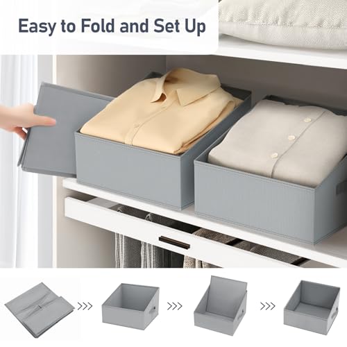 Closet Storage Bins 10 Pack (Gray / 10 Bins 11.4"x11.4"x7.8")