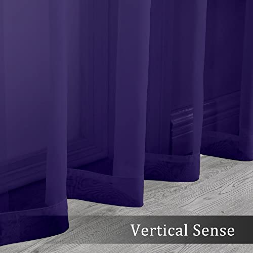 Purple Sheer Curtains 96 Inch Length (Purple / 42"W x 96"L (Pack of 2))