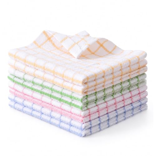 8 Pack Checkered Dish Cloths (Mix Color / 12"x12" - 8 pcs)