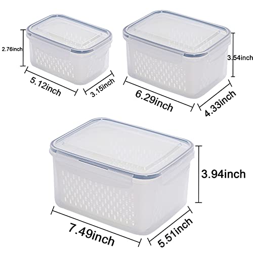 3Pack Fridge Food Storage Container Set with Lids with Strainer