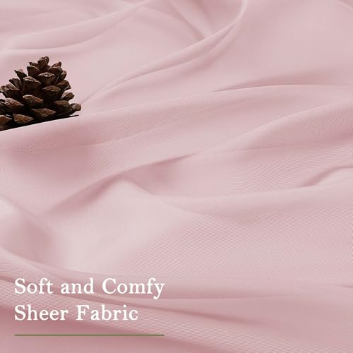 Blush Pink Sheer Curtains 63 Inch Length 2 Panels Set (Blush Pink / 59"W x 63"L (Pack of 2))