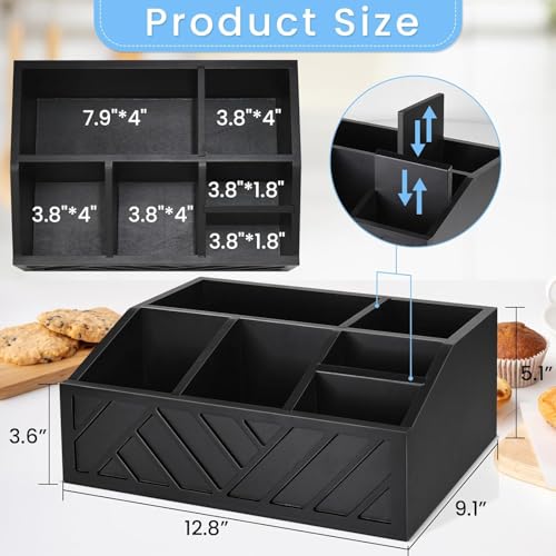 Coffee Station Organizer for Counter (Black Carving)