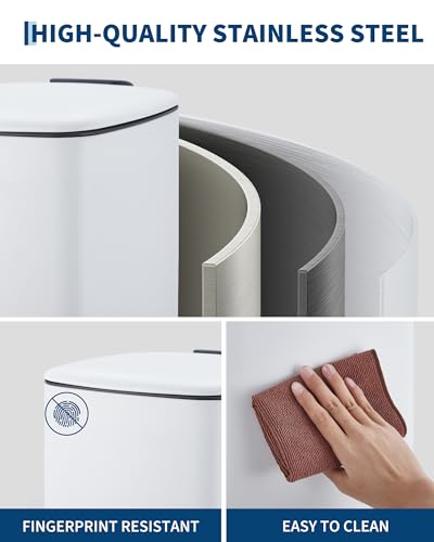 8 Gallon Stainless Steel Kitchen Trash Can (White)