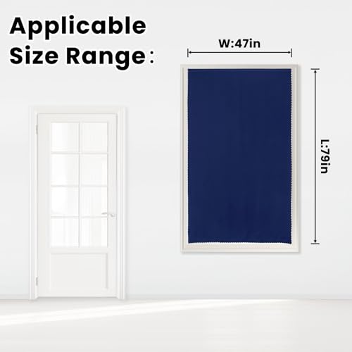 Self Adhesive Portable Blackout Curtains for Bedroom Easy to Install Window Thermal Lnsulated Kitchen Room Darkening Small Window Curtains (47"W x 79"L (Pack of 1) / Navy Blue)