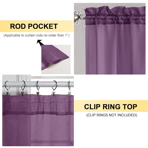 Plum Sheer Curtains 63 Inches Long 2 Panels (Plum / 42"W x 63"L (Pack of 2))