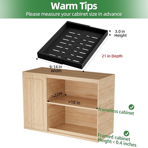 4 Pack Expandable Pull Out Cabinet Organizer (21"D X 9-14"W (4 Pack) / Black)