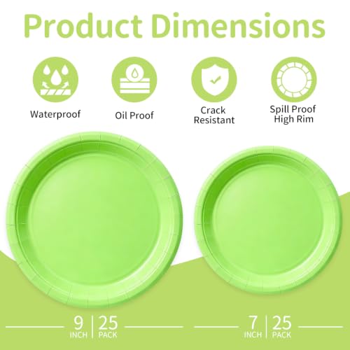 Lime Green Paper Plates (Lime Green / 50 Count (25-9" & 25-7"))