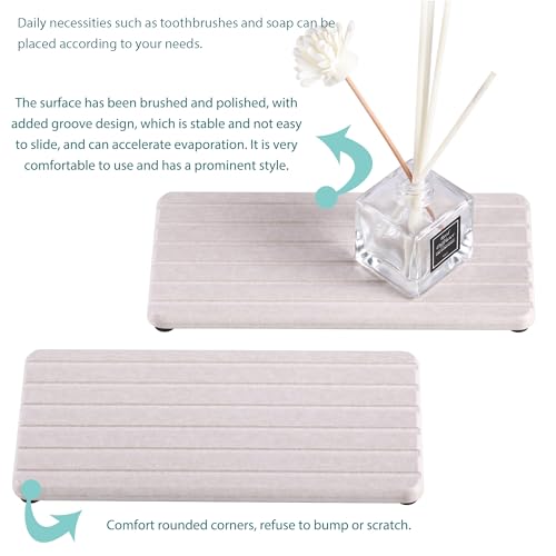 2 PCS Water Absorbent diatomite Coasters (8.3 x 4 inches / Light Grey)