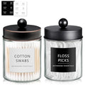 2 Pack Glass Qtip Holder with ORB & Black Stainless Steel Lids (2 pack / Black&Bronze)