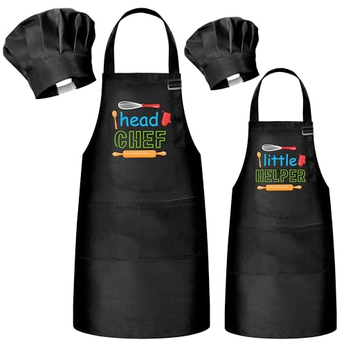 R HORSE Adult Kid Apron and Chef Hat Set (Black)