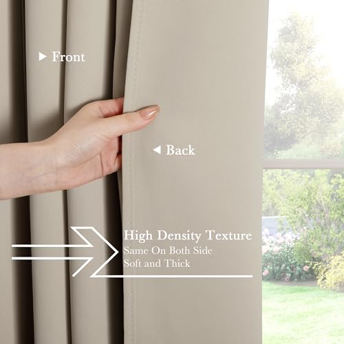 Rod Pocket and Back Tab Blackout Curtains for Bedroom (Cream / 70"W x 63"L (Pack of 2))