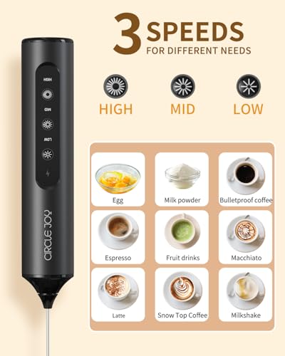 Rechargeable Handheld Milk Frother Wand with Stand